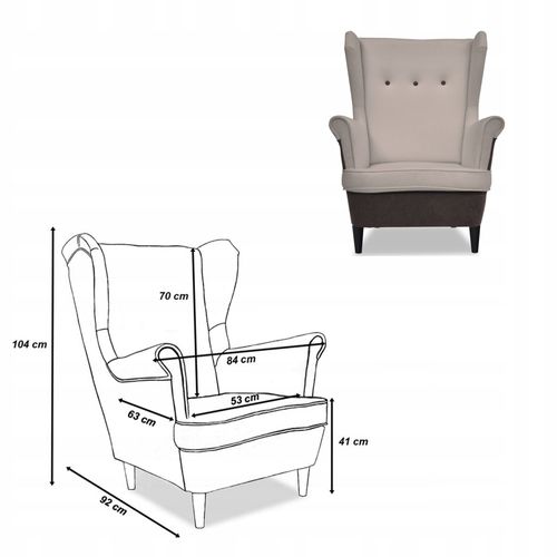 Zestaw wypoczynkowy uszak ARI DUO sofa fotele pufy Family Meble brąz - beż na Arena.pl