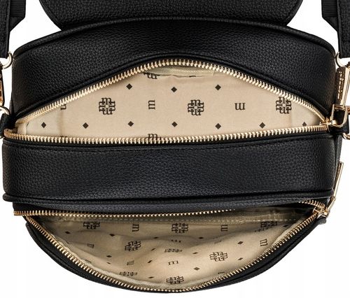 Torebka Damska Listonoszka MONNARI KUFEREK Czarna 2 PASKI PRZEGRODY na Arena.pl