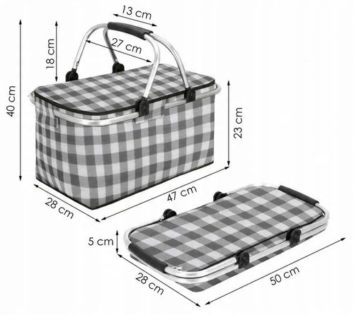 KOSZ PIKNIKOWY SKŁADANY TORBA TERMICZNA TURYSTYCZNY KOSZYK IZOLACYJNY 30L na Arena.pl