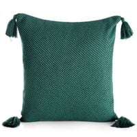 Poszewka dekoracyjna z pomponami POLY 45X45 ciemnozielona