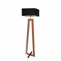Lampa podłogowa JAWA abażur czarny stelaż mahoniowy