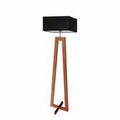 Lampa podłogowa JAWA abażur czarny stelaż mahoniowy
