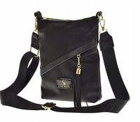 Laura Biaggi - torebka listonoszka czarny groszek mat chwost L323012