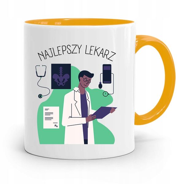 Kubek Żółty Dla Doktora Najlepszy Lekarz Prezent Z Nadrukiem Ze Zdjęciem zdjęcie 1