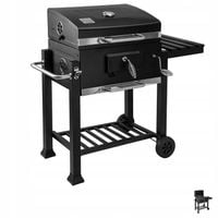 Grill ogrodowy węglowy 115 × 53 × 107 cm z pokrywą, termometrem i kółkami