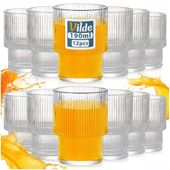 12x Szklanki RYFLOWANE do napojów wody drinków zestaw komplet szklanek 0,19