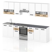 Meble Kuchenne Zestaw Elio 3.0m Szafki Kuchenne Nowoczesne Białe Mat Sonoma