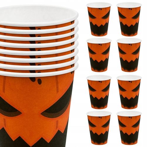 Duży Zestaw Talerzyki kubeczki serwetki słomki Halloween Dynia 40szt na Arena.pl