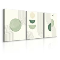 OBRAZY NA ŚCIANĘ SET ZIELONE ORNAMENTY STYL BOHO ABSTRAKCJA 90cm x 40cm