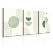 OBRAZY NA ŚCIANĘ SET ZIELONE ORNAMENTY STYL BOHO ABSTRAKCJA 90cm x 40cm