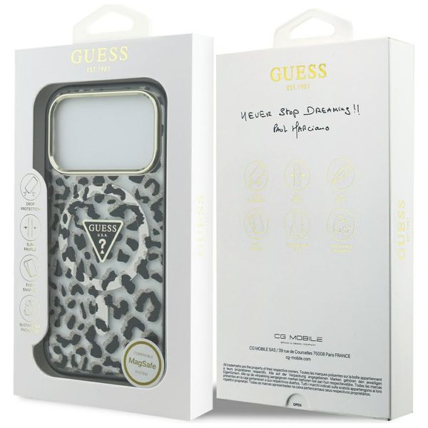 etui guess leopard glitter magsafe do    iphone 17 pro czarny zdjęcie 8