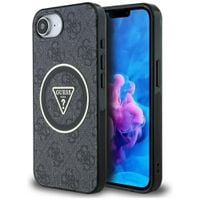 Etui Guess IML Metal Glitter 4G Circle Triangle MagSafe do iPhone 16e czarn