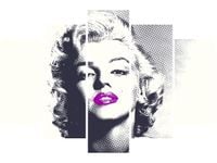 100CM 150CM OBRAZ 5 ELEM MARILYN MONROE FIOLETOWYMI USTAMI ŚCIENNY