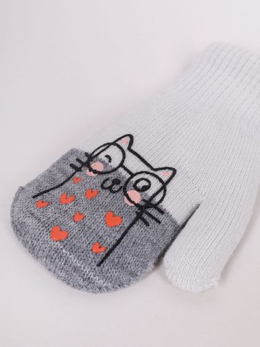 Rękawiczki dziewczęce jednopalczaste ze sznurkiem z kotkiem 10 cm YOCLUB na Arena.pl