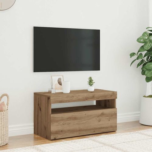 Szafka pod TV z oświetleniem LED, dąb artisan, 75x35x40 cm na Arena.pl