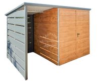 Domek Ogrodowy 2x2 + wiata 1,2m Drewnopodobny Antracyt ID647