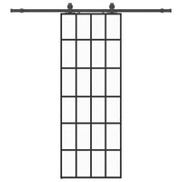 Drzwi przesuwne z zestawem okuć czarne 76x205 cm ESG szkło