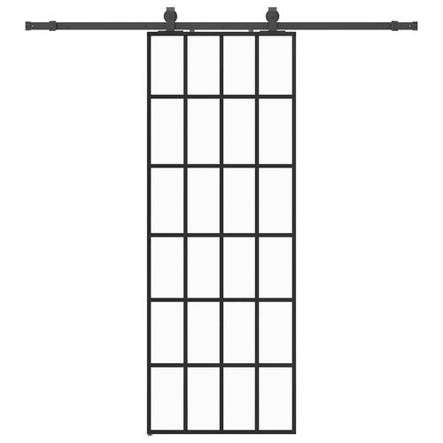 Drzwi przesuwne z zestawem okuć czarne 76x205 cm ESG szkło na Arena.pl