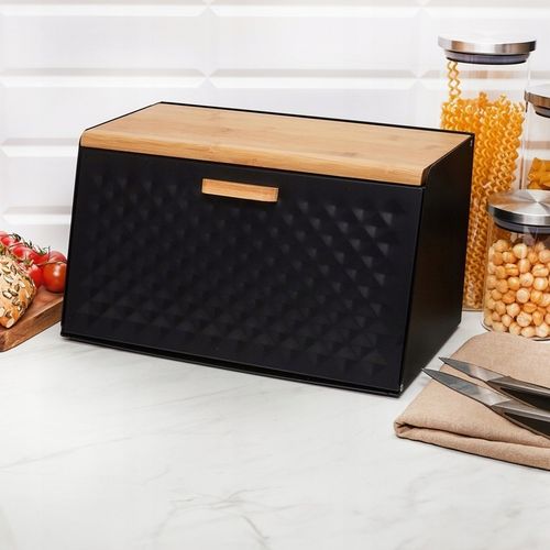 Elegancki CHLEBAK CZARNY metalowy pojemnik na chleb pieczywo Geometric na Arena.pl