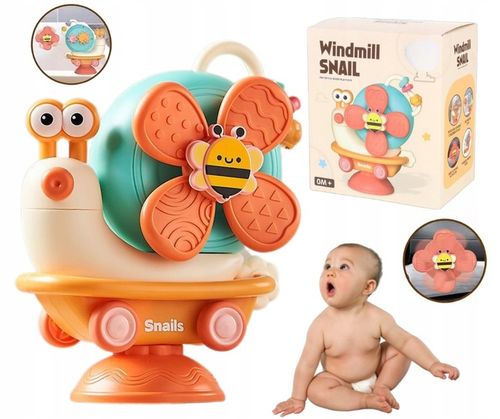 ŚLIMAK JEŻDZĄCY SENSORYCZNY DLA DZIECI ZABAWKA SPINNER DO KĄPIELI WIATRAK na Arena.pl