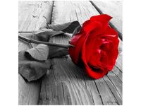 50X50CM OBRAZ RED ROSE DREWNO