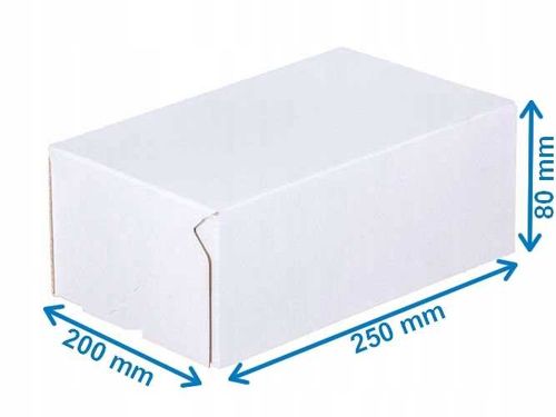 karton fasonowy 250x200x80mm biały-brązowy 3w e 350g/m2 - 20 szt. na Arena.pl
