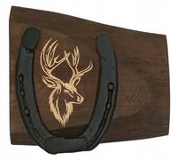Deska z podkową prezent na szczęście grawer jeleń myśliwstwo łowczy