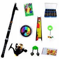 ZESTAW WEDKARSKI DLA POCZATKUJACYCH DZIECI WEDKA SPLAWIKOWA TELESKOPOWA