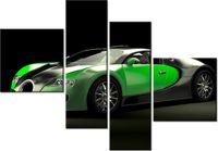 100 70CM OBRAZ 4 ELEM ZIELONE BUGATTI VEYRON DRUK PŁÓTNO RAMA