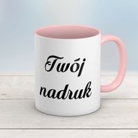 Kubek CLASSIC z różowym wnętrzem i uszkiem z Twoim nadrukiem