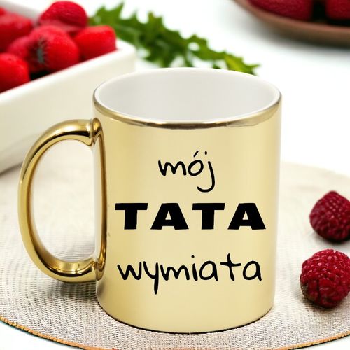 KUBEK ZŁOTY PREMIUM Z NADRUKIEM DLA TATY PREZENT DZIEŃ OJCA TATA na Arena.pl