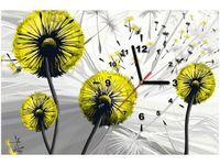 60CM 40CM ZEGAR OBRAZ ŻÓŁTE DMUCHAWCE RAMA ŚCIENNY