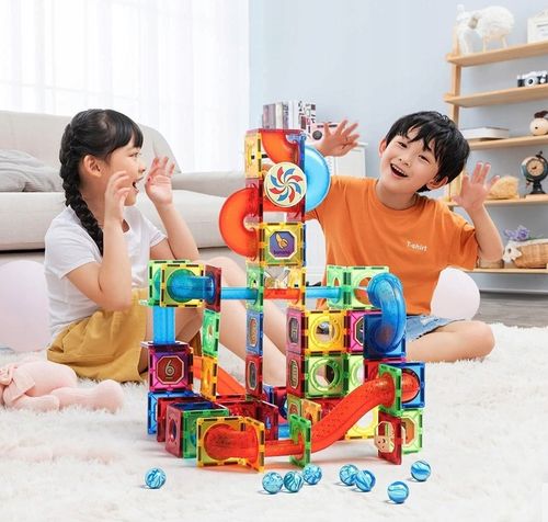 KLOCKI MAGNETYCZNE DLA DZIECKA 3D EDUKACYJNE DUŻE ŚWIECĄCY TOR KULKOWY 68EL na Arena.pl