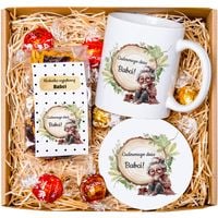 Prezent na dzień Babci ZESTAW Kubek z podkładką i Herbatkami