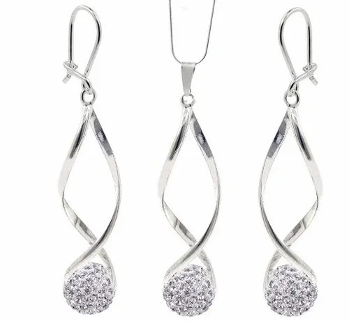 KOMPLET SREBRNY BIŻUTERII 925 DAMSKI Z CYRKONIAMI SWAROVSKI + GRAWER GRATIS na Arena.pl