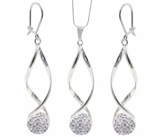 KOMPLET SREBRNY BIŻUTERII 925 DAMSKI Z CYRKONIAMI SWAROVSKI + GRAWER GRATIS zdjęcie 2