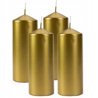 ZESTAW 4 ŚWIEC STOŁOWYCH WALEC KLASYCZNA ŚWIECZKA 15cm 48h ZŁOTA ŚWIĄTECZNA