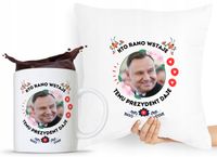 Zestaw Poduszka + Kubek Prezent Andrzej Duda Pis Z Nadrukiem Ze Zdjęciem
