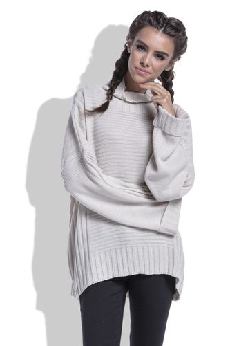 Sweter oversize F423 Beżowy UNI na Arena.pl