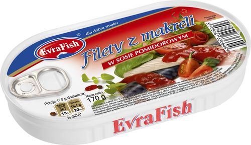 EvraFish Filety z makreli w sosie pomidorowym 170 g na Arena.pl