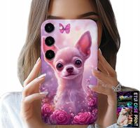 ETUI DO SAMSUNG GALAXY S23 PLUS - SŁODKA CHIHUAHUA NA RÓŻOWYM TLE KWIATAMI