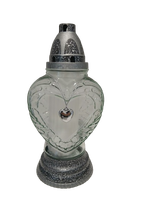 Znicz całoroczny srebrny z zawieszką serduszko R-577a 26 cm