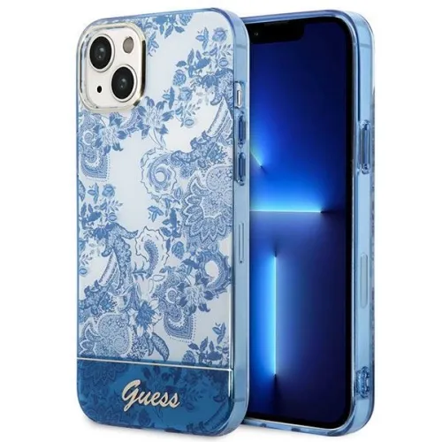 Etui Guess Porcelain Collection na iPhone 14 Plus - niebieskie na Arena.pl