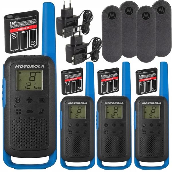 MOTOROLA T62 KRÓTKOFALÓWKI 4szt 8km WALKIE TALKIE zdjęcie 1