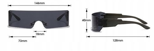 Futurystyczne OKULARY PRZECIWSŁONECZNE SREBRNE Imprezowe UV400 + Etui na Arena.pl