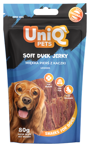 UNIQ PETS Przysmak dla psa miękka pierś z kaczki - przekąska psa 80g na Arena.pl