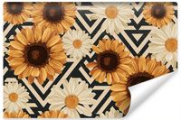 Fototapeta Kwiaty SŁONECZNIKI Stokrotki Wzór Geometryczny 3D 90cm x 60cm