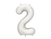 Balon foliowy cyfra 2 satynowy srebrny, 86 cm