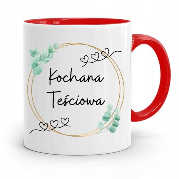 Kubek Czerwony Teściowej Kochana Teściowa Prezent Z Nadrukiem Ze Zdjęciem zdjęcie 1