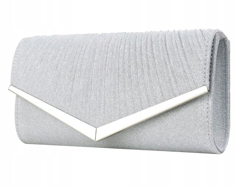 Torebka Wieczorowa Srebrna Kopertówka Wizytowa zdjęcie 6